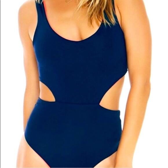 l*space Other - L*Space Bitsy Cut Reversible One Piece Swinsuit Women’s Size 8 Navy Coral